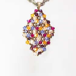 Pendant 30cm - Malvina Rhombus M-Khaki Braid - Pendant 30cm - Laiton bronze